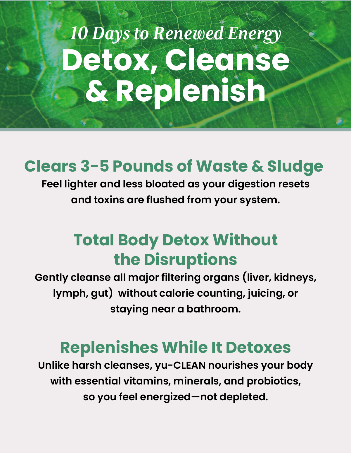yu-CLEAN full-body detox supplement for women – liver, gut, and lymph cleanse